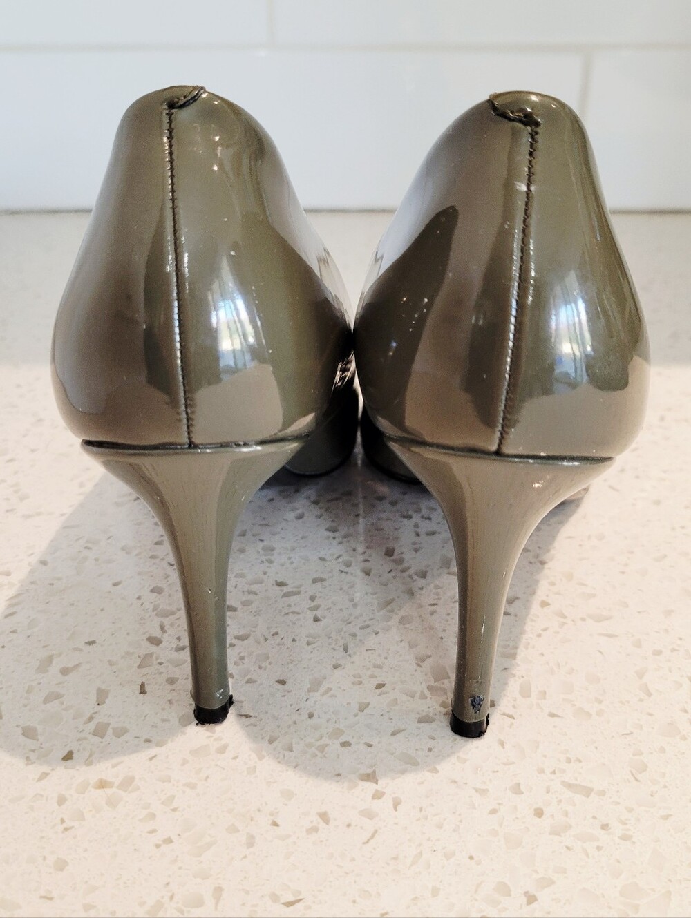 Calvin Klein Olive Green Patent Pumps | Size 8.5 | 3.5" Heel - Picture 8 of 8